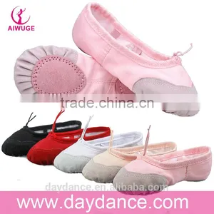 Wholesale High Quality Girls Ladies Women Suede Sole Dance Shoes Canvas Cotton Ballet Flat Black White Red Pink Beige thumbnail-1