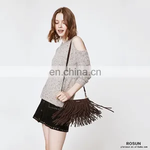 Women Newest Design Long Sleeve Pullover Off Shoulder Knitted Wear thumbnail-1