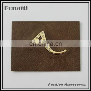 Personalized Garment pu Leather Labels or Patches With Rhinestone thumbnail-1