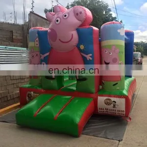 Cartoon Characters Pig Mini Bouncy Castle, Pink Color Jumping Castle for Kids thumbnail-1