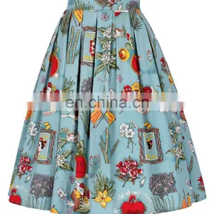 Grace Karin Women's Vintage Retro A-Line Pleated Cotton Print Skirt 5 Patterns CL010401-2 thumbnail-4
