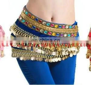 Indian Belly Dance Hip Scarf With Gold Coins Y-2033# thumbnail-3