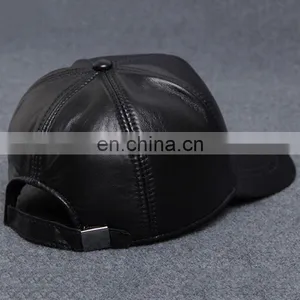 Men Faux Leather Warm Baseball Cap Causal Windproof Peaked Cap Adjust Snapback thumbnail-3