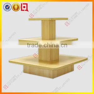 Natural Colored Wooden 3-tier Shoes Store Shoe Display Stand thumbnail-1
