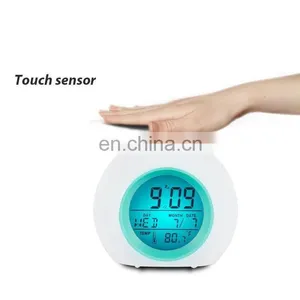 Touch Sensor Colors Changing Small Round Home Decoration Digital Clock Led thumbnail-1