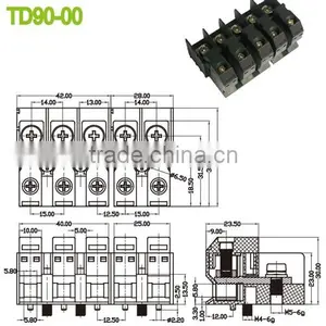 High Current Panel Mount Terminal Block 15.00mm Pin Connector thumbnail-2