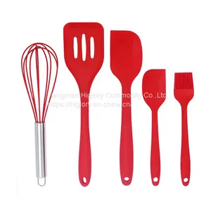 Home and Kitchen Accessories 5Pcs Heat Resistant Food Silicone Kitchen Utensils Cooking Spatula Set thumbnail-2