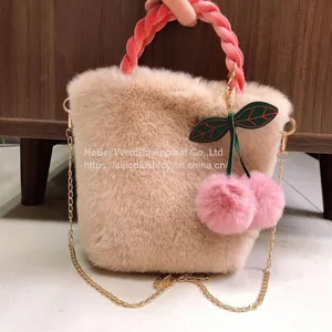 009 Autumn New Lovely Cherry Girl Plush Handbag Female Plush Autumn/Winter Shoulder Crossbody Bag Fashion Small Bag thumbnail-5