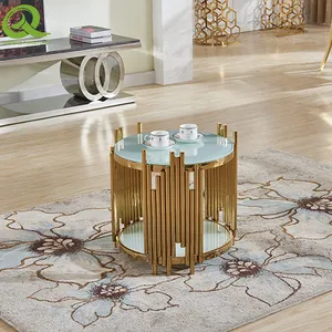 Modern Living Room Furniture Set Glass Side Table Small Coffee Table thumbnail-3