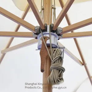 Heavy-duty Wooden Patio Umbrella Suitable for Commercial Customization, Luxurious Double-pulley Drawstring Umbrella thumbnail-3