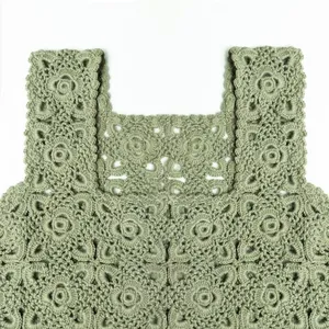 Wholesale Custom Logo Design Oem & Odm Ladies Summer Cute Sleeveless Square Neck Crop Women Wool Vests Crochet Sweater thumbnail-4