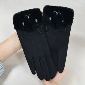 Cute Furry Cuff Women Winter Gloves Touchscreen Compatible Multi Color For Holiday Gift Boutique Retail thumbnail-2