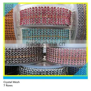 Heat Transfer Aluminum Rhinestone Mesh Various Colors Hotfix Rhinestone Mesh 7 Rows thumbnail-1