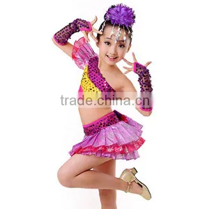 In Stock 2pcs in One Set Kids Red Latin Dance Dress Waltz Dancing Dress thumbnail-3