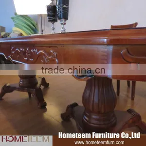 Antique Extendable Large Wood Folding Dining Table Set thumbnail-5
