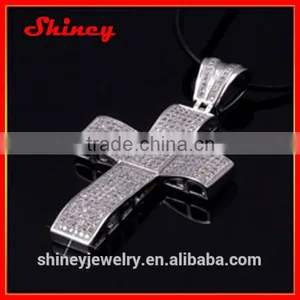 2014 Factory High Quality Copper/silver Micro Pave Diamond Big Hip Hop Cross thumbnail-1