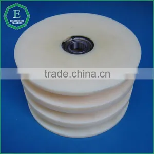 Engineering Cnc Machined Nylon Pulley 3 v Groove Durable Plastic Pulley Bearing Wheel thumbnail-4