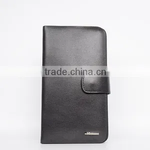 Brown Smooth Leather Men's Carrying Wallet Case Clutch Cell Phone Zippered Pouch thumbnail-5