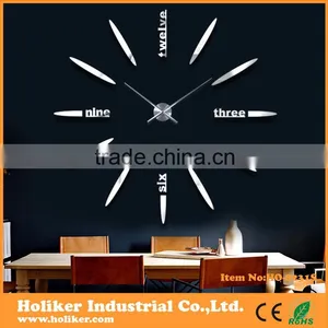2016 New Design Home Decorative Large Acrylic Mirror 3D Diy Wall Clock Supplier's Choice thumbnail-1