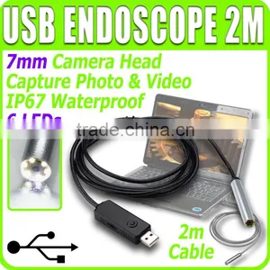 Scope 2m Cable 6LED 7mm Cable Mini USB Endoscope Inspection Camera Waterproof Borescope thumbnail-1