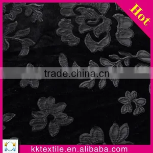 High Quality Black PU Leather Applique Embroidery African Velvet Lace Fabric for Lady Garment thumbnail-1