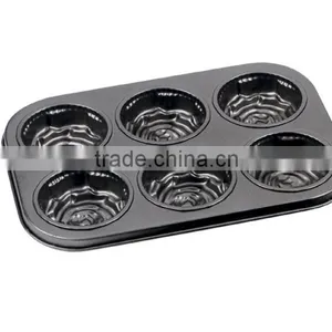 LFGB Approved Carbon Steel Non-stick Cake Pans of Muffin Pan With 6 Cups thumbnail-3