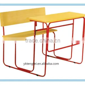 Standard Size of Double Wooden School Desk and Bench for Classroom thumbnail-3