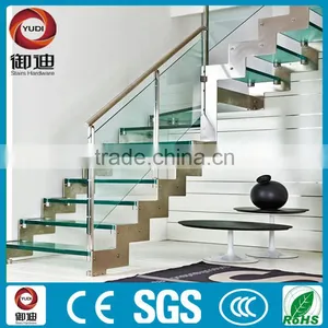 YUDI Steel Glass Straight Stairs for Home Prefabricated Made in China thumbnail-1
