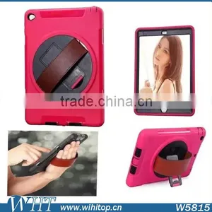 Touchable Screen TPU PC Rotating Stand 3 in 1 Hybrid Rugged Armor Case for IPad 2 3 4 With Hand Strap thumbnail-1