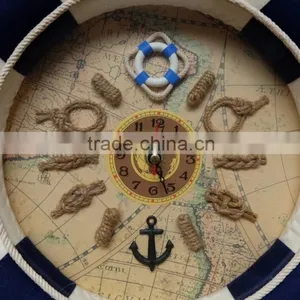 Nautical Decor Lifebuoy Wall Art - Clock 14" thumbnail-2