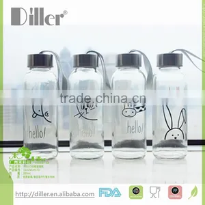 OEM Private Lable Cartoon Bottle With Cap Glass Sports Water Bottle thumbnail-1