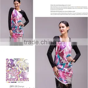 Flower Design 100%silk Twill Square Scarf thumbnail-3