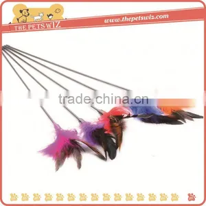 Turkey Feather Cat Teaser ,p0w7c Cat Toy Feather on Stick for Sale thumbnail-1