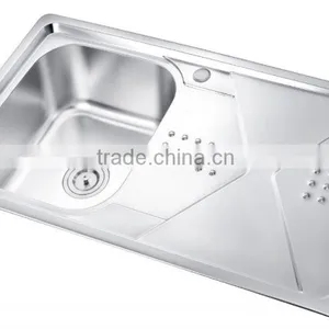 SC-129 China Supplier Most Hotsale Single Bowl Stainless Steel Sink With Drain Board thumbnail-3