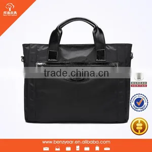 Waterproof Black Nylon Emboss Pattern Business Men Cowhide Briefcase thumbnail-1