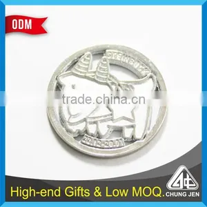 China Supplier Metal Cut Out Embossed Shopping Cart Euro Trolley Coin thumbnail-2