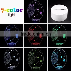 3D Optical Illusion Moon Scene Night Lamp Night Light 10 Colorful LEDs Ultra-thin Acrylic Light Panel AA Battery or DC 5V thumbnail-1