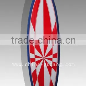 Red Hypnotic Design Fiberglass Retro Surfboard thumbnail-1