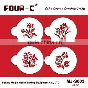 Garden Flowers Cup Cake Stencils Cookie and Coffee Stencils Set thumbnail-1