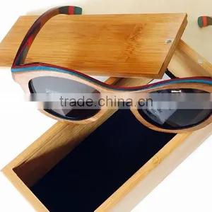 2015 OEM Colorful Lenses Wooden Bamboo Sunglasses, 100% Handmade Skateboard Sun Glasses thumbnail-1