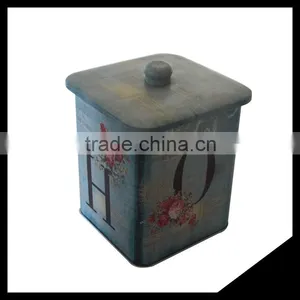 Square Easy Open Lid Colorful Metal Biscuit Tin Box For Home/Office thumbnail-1