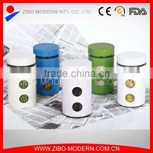 Stainless Steel Multicolor Coating Glass Food Jar With Lid thumbnail-1
