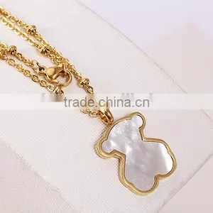 China Top Wholesale Fashionable Teddy Bear Shell Gold Long Chain Necklace thumbnail-2