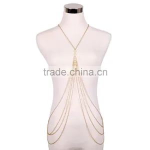 Multilayer Tassel Pearl Sexy Waist Chain thumbnail-1