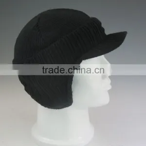 Knitted Winter Beanie Hat With Bill thumbnail-3