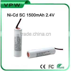 Factory Wholesale Rechargeable Ni-Cd SC 1500mAh 2.4V Battery thumbnail-1