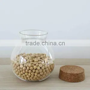 Wholesale 500ml Heat Resistant Handmade Glass Jars With Wood Lid 6303 thumbnail-3