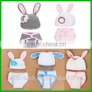 Rabbit Shape Baby Photography Props Cotton Yarn Baby Costume thumbnail-4
