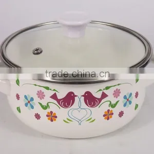 Set Of 2Pcs Birds Design Mini Enamel Cookware Set With Decoration thumbnail-1