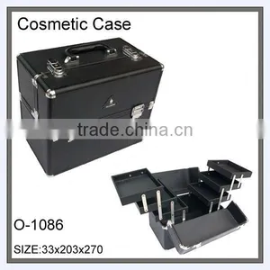4 Layers Black Pvc Cosmetic Case thumbnail-1